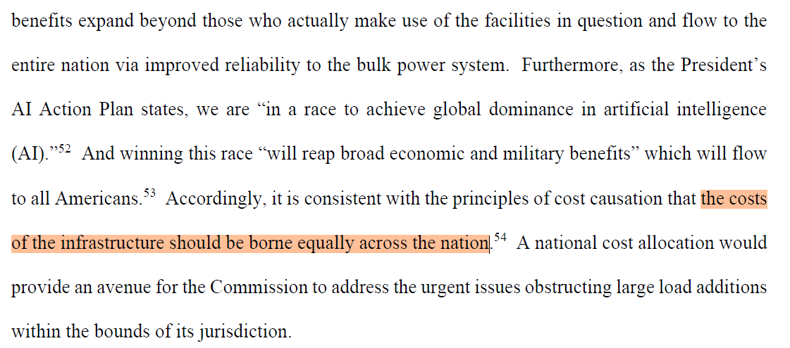 AEP, one of the largest utility holding companies in the nation, argues in new comments at FERC that *all Americans* -- not Big Tech -- should be forced to pay for the cost of new transmission lines and upgrades built primarily to serve AI data centers.