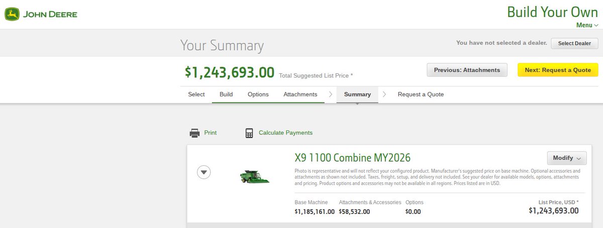 Trying to decide what's a better use of my money. Should I buy two quarters of farmland or one X9 without a header? Some decisions are harder than others.