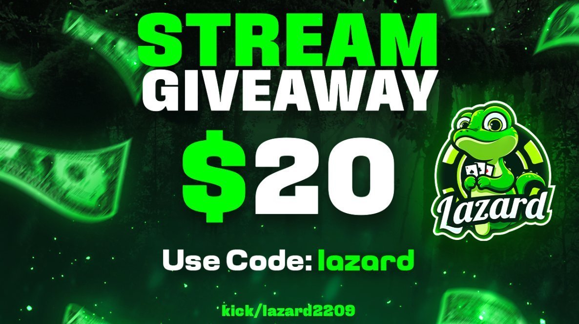 lazarddx's tweet photo. 🦎TOURNAMENT TIME FROM CURACAO
20$ TOURNAMENT COME JOIN IN!
🔴Live now https://t.co/0dEoe186PW
✅RT + TAG 1
#Giveaway #acebet #bonusbuys #hypedrop #stream #livegames #casino #casesgg #kick https://t.co/ahNeVOR9VG