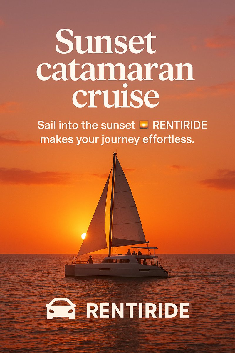 rentiride's tweet image. Sunset catamaran cruise
“Sail into the sunset 🌅 RENTIRIDE makes your journey effortless.”

Golden-hour sailing.
Caribbean breeze.
A smooth ride to the dock. 🚗✨

#Rentiride #DRTravel #Catamaran #SunsetCruise #ExploreDR