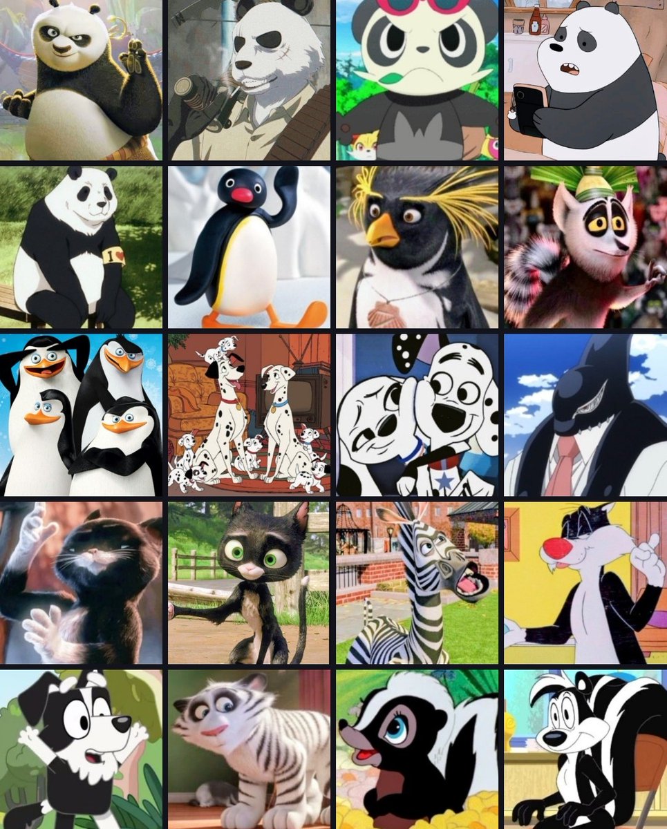 KoronellukinhaC's tweet image. What are your favorite black and white animal characters here? 🖤🤍