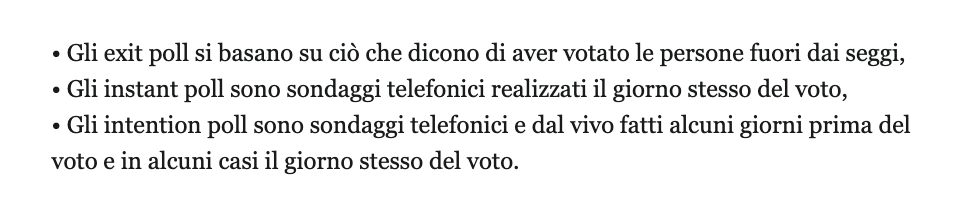 ilpost's tweet image. Exit poll, instant poll, intention poll: brevissimo ripasso per districarsi tra quelli delle elezioni regionali