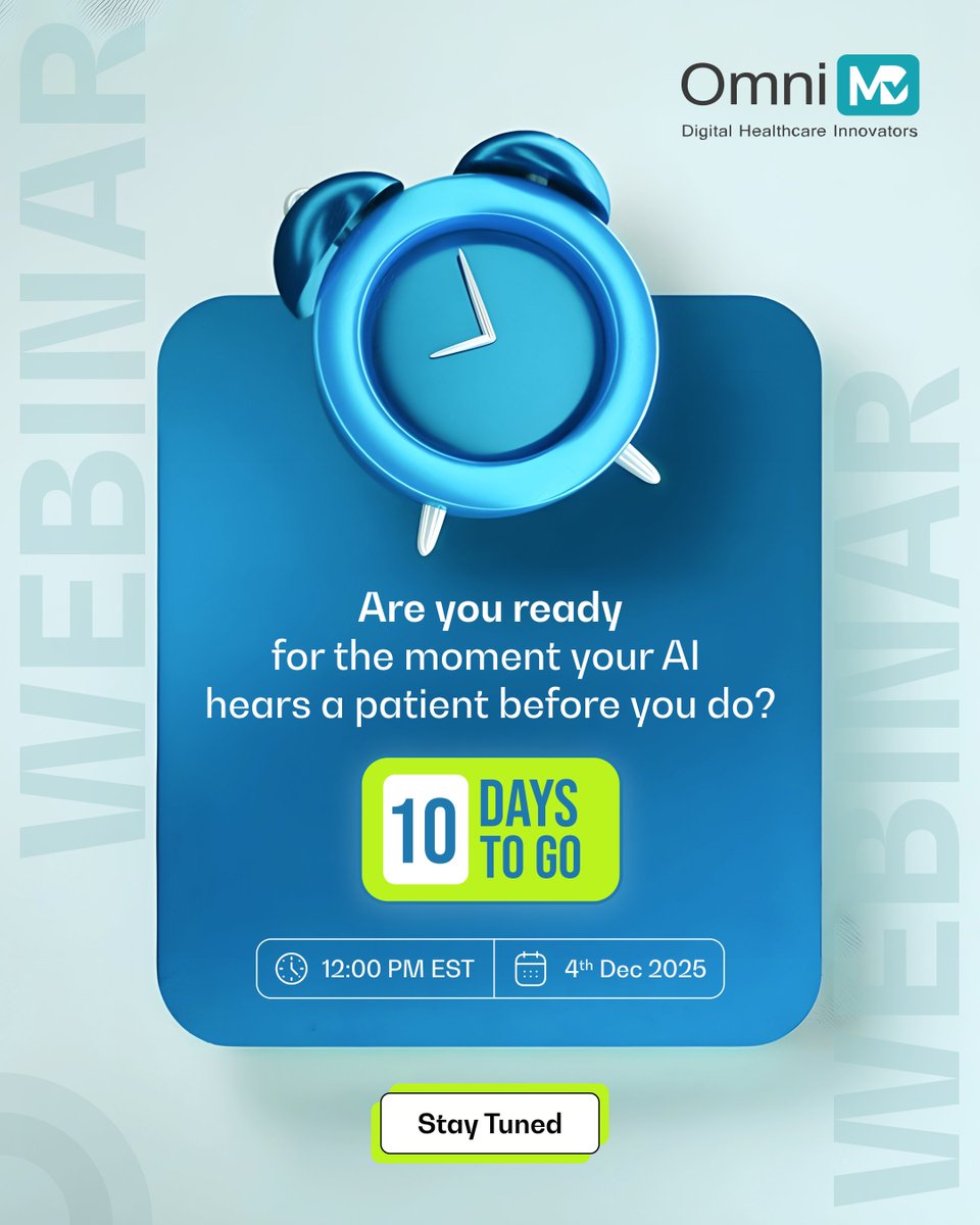 omnimd's tweet image. When AI hears a patient before staff, it’s not just tech, it’s a shift in workflow, responsibility &amp;amp; expectations. 

The first interaction shapes care &amp;amp; trust, and AI changes that dynamic. 

Join the webinar to prepare.

📅 Dec 4 | ⏰ 12 PM EST
🔵 lnkd.in/dKkM5Be8