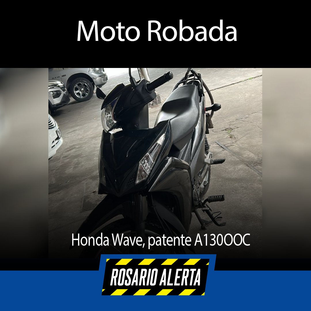 🚨 #MotoRobada | 🏍️ Honda Wave, patente A130OOC, sustraída el jueves 20/11 en Pje Copiapó entre Urquiza/San Lorenzo. Info al 📞 3412 62-0782 #Policiales #Rosario <a href="/emergenciasAR/">red de emergencias</a>