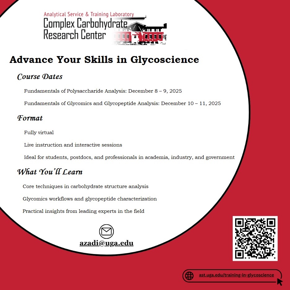 CCRCUGA's tweet image. Join our Free Virtual Glycoscience Training Courses!
Sign up here: lnkd.in/ek38Xc4n

#glycotime #carbohydrates #CCRC