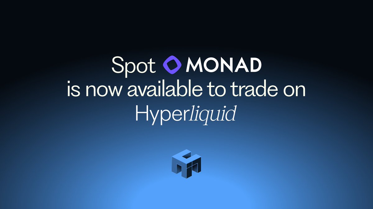 unitxyz's tweet image. Spot Monad deposits, withdrawals, and trading are now officially live on Hyperliquid.

Deposit MON on app.hyperliquid.xyz or app.hyperunit.xyz

Trade spot MON at app.hyperliquid.xyz/trade/MON/USDC