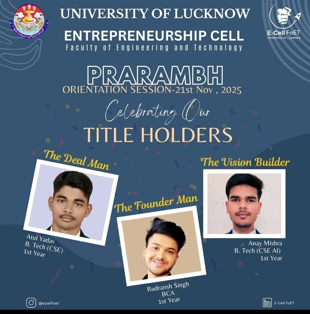 csefoetlkouniv's tweet image. ✨ Prarambh — Igniting the Entrepreneurial Mindset! 🚀

From “If You Were the Dean for a Day” to the “Sell Me This Pen” Pitch Challenge, students showcased innovation, persuasion &amp;amp; creativity 👏

Welcome aboard, changemakers. The journey begins now! 🌟 #Prarambh #ECell #FoET
