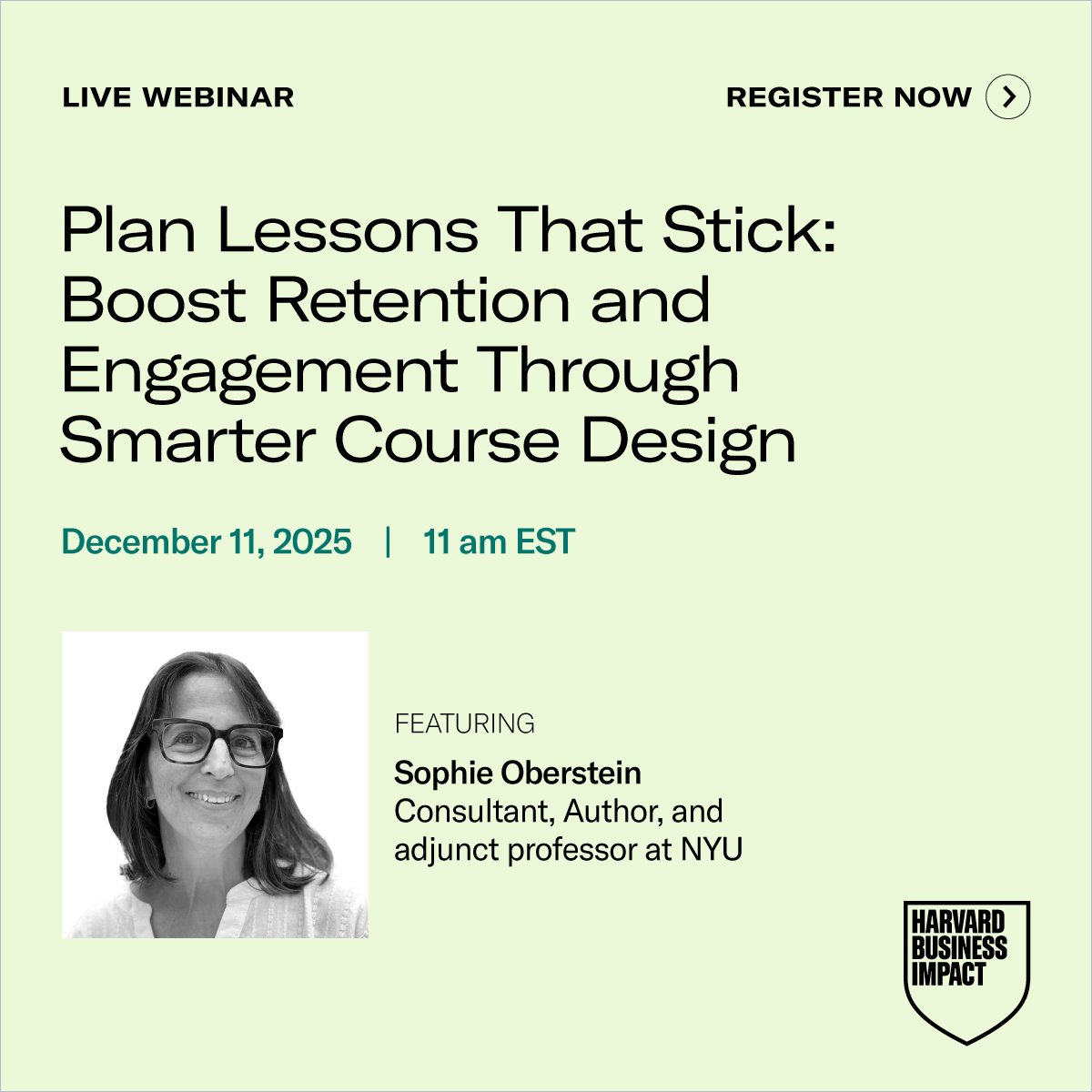 HarvardBizEdu's tweet image. You update your #syllabus each term, but when was the last time you updated how you #teach it? 

Join Sophie Oberstein, @nyuniversity adjunct #professor, for a free #webinar on 12/11, 11 am ET to learn how to plan lessons through smarter #coursedesign: he.hbsp.harvard.edu/plan-lessons-t…