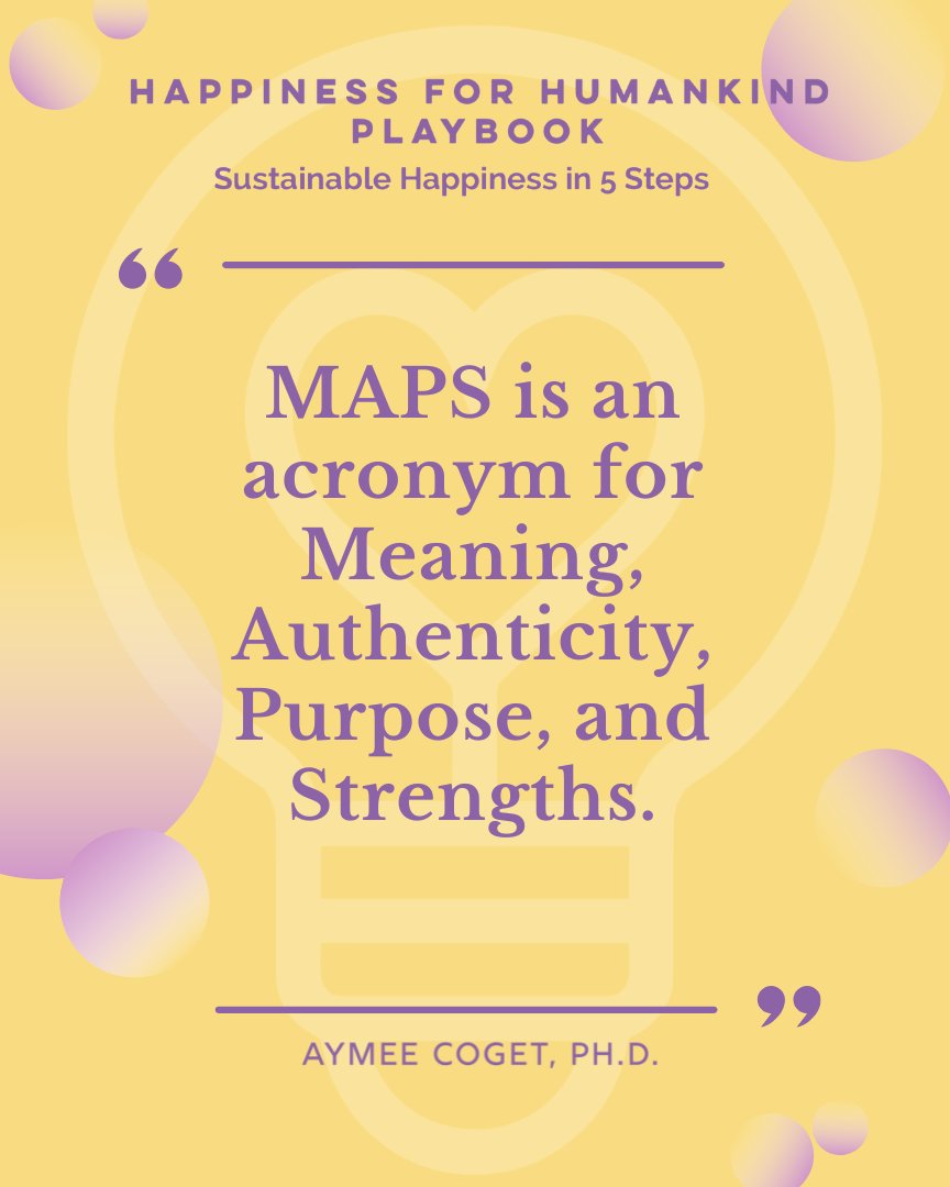 Happy4Humankind's tweet image. “MAPS stands for Meaning, Authenticity, Purpose, and Strengths.” 🗺️

Use your MAPS to find your way in Happiness for HumanKind by Dr. Aymee Coget
📚 Available now on Amazon
🔗 Link in bio

#sustainablewellness #positivepsychology #livewithpurpose #happinessskills