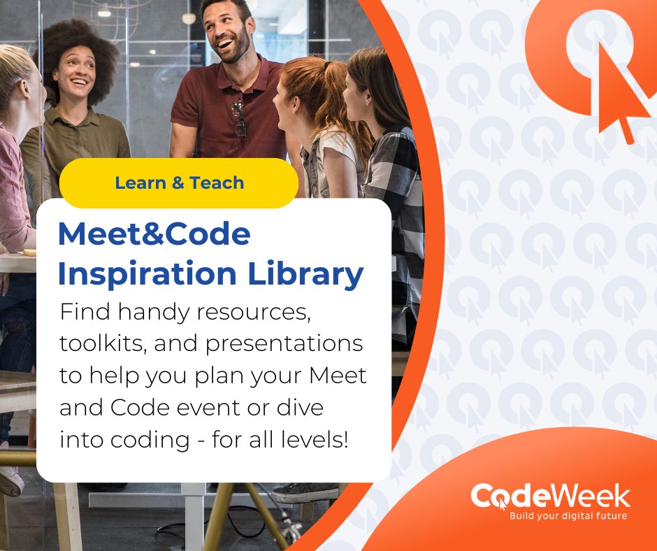 CodeWeekEU's tweet image. 💡 #LearnAndTeach Mondays with #EUCodeWeek!

This week: the Meet &amp;amp; Code Inspiration Library — a free hub of ideas for youth tech events.

Find coding challenges, tutorials, women-in-tech resources, 3D printing, microcontrollers &amp;amp; more.

👉 meet-and-code.org/gb/en/inspirat…