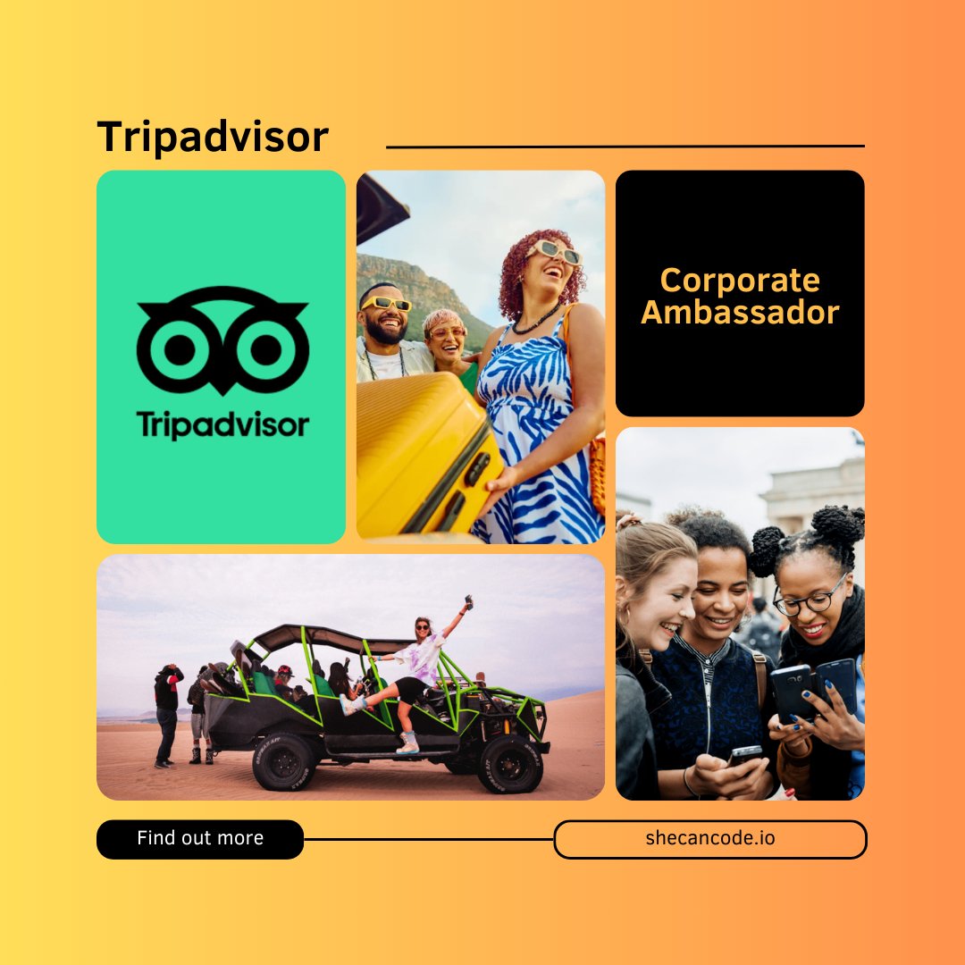 SheCanCodeHQ's tweet image. With a mission to connect people, passions &amp;amp; places, @Tripadvisoruk are making the world a better place for everyone while championing diversity, equity &amp;amp; inclusion. 🌍

Discover their culture &amp;amp; opportunities here: 🔗 bit.ly/4h3Uqbb

#DiversityInTech