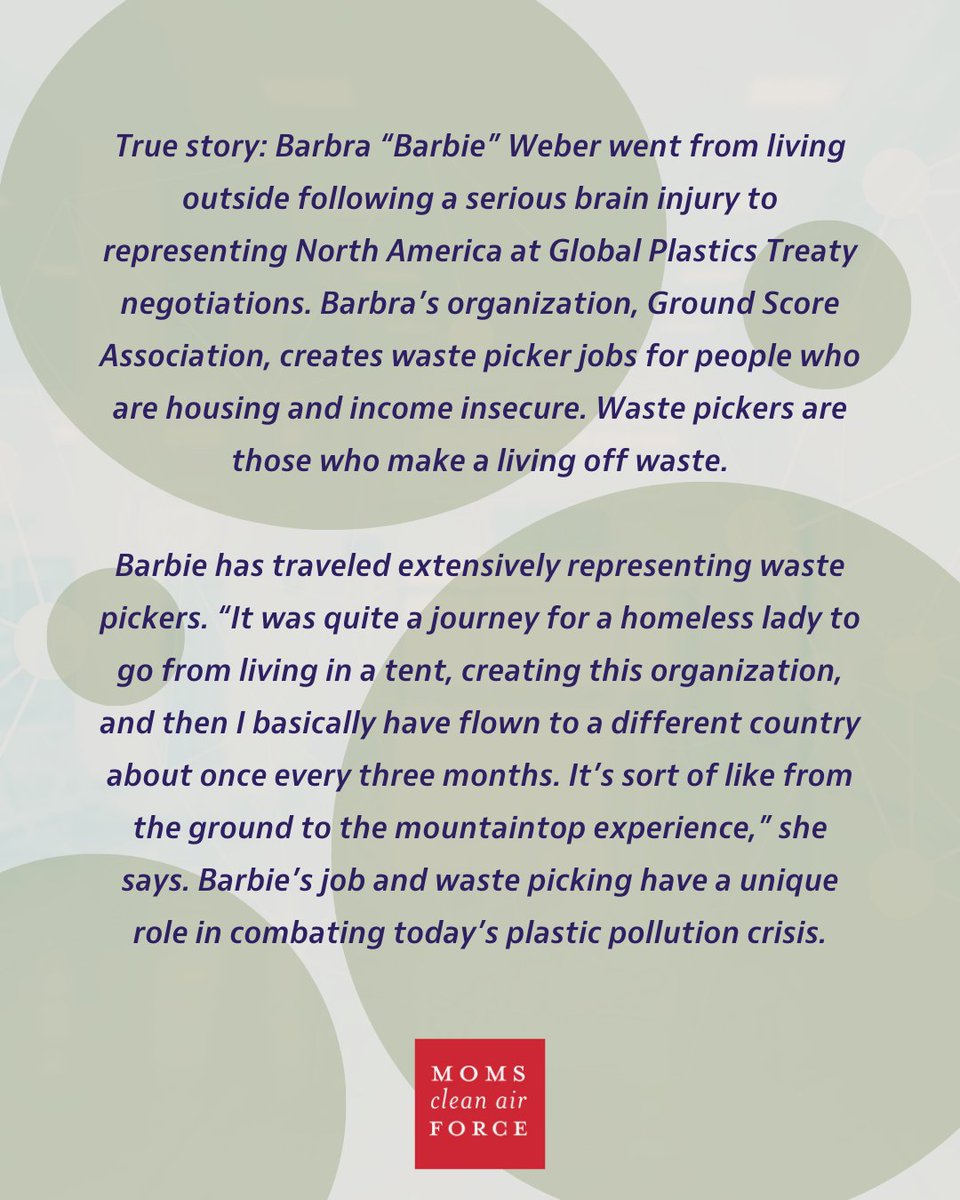 CleanAirMoms's tweet image. Waste pickers in every country are on the front lines of #PlasticPollution - and we have a LOT of plastic. There’s a finite amount that has been recycled. Waste pickers have recycled over 60% of that. Barbra Weber is at the forefront of this vital work.  
Read more about Barbra's