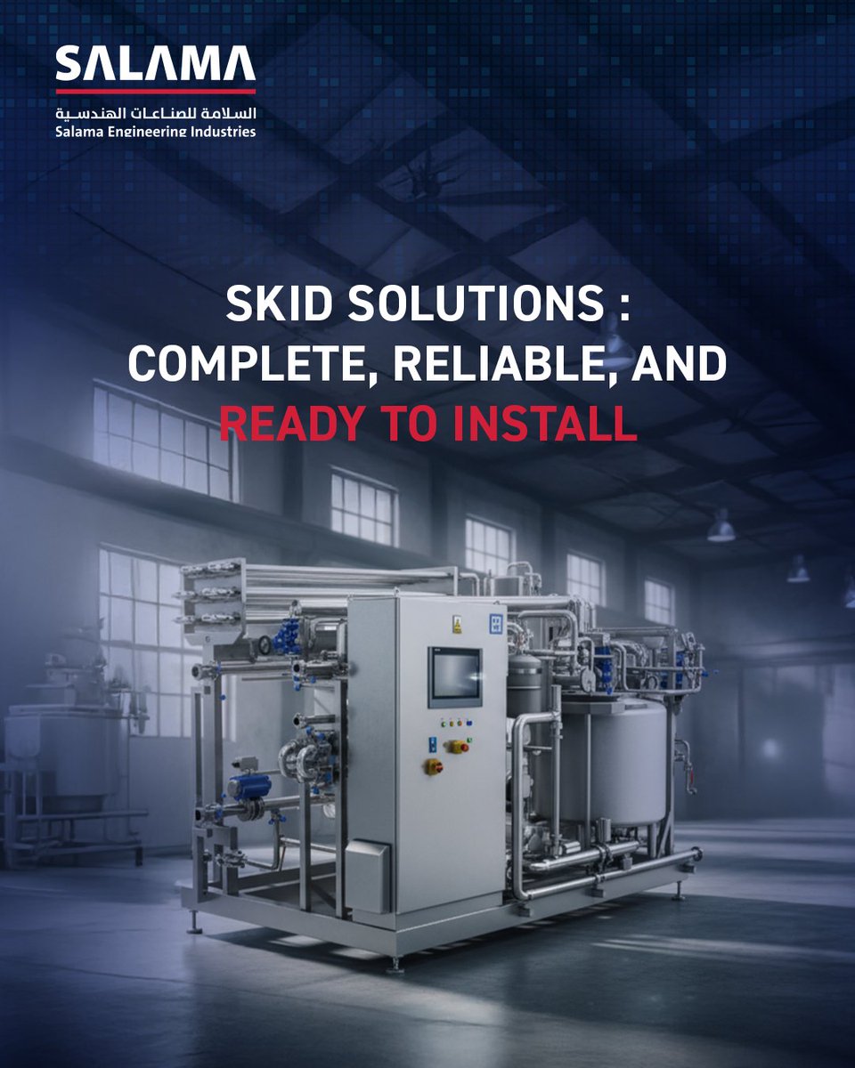 SEngIndustries's tweet image. Fully integrated skid-mounted systems, engineered for efficiency, reliability, and rapid deployment. From design to installation, Salama delivers performance you can trust.
 #SalamaEngineering #SkidSolutions #ProcessEngineering #IndustrialSystems