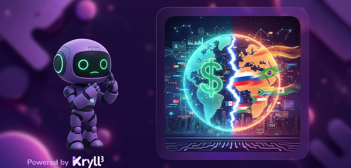 kryll_ai's tweet image. ALERT: 🌍 BRICS nations aim to split global finance, challenging the US dollar. West on guard! 🛡️ #BRICS #DeDollarization #Finance #Economy