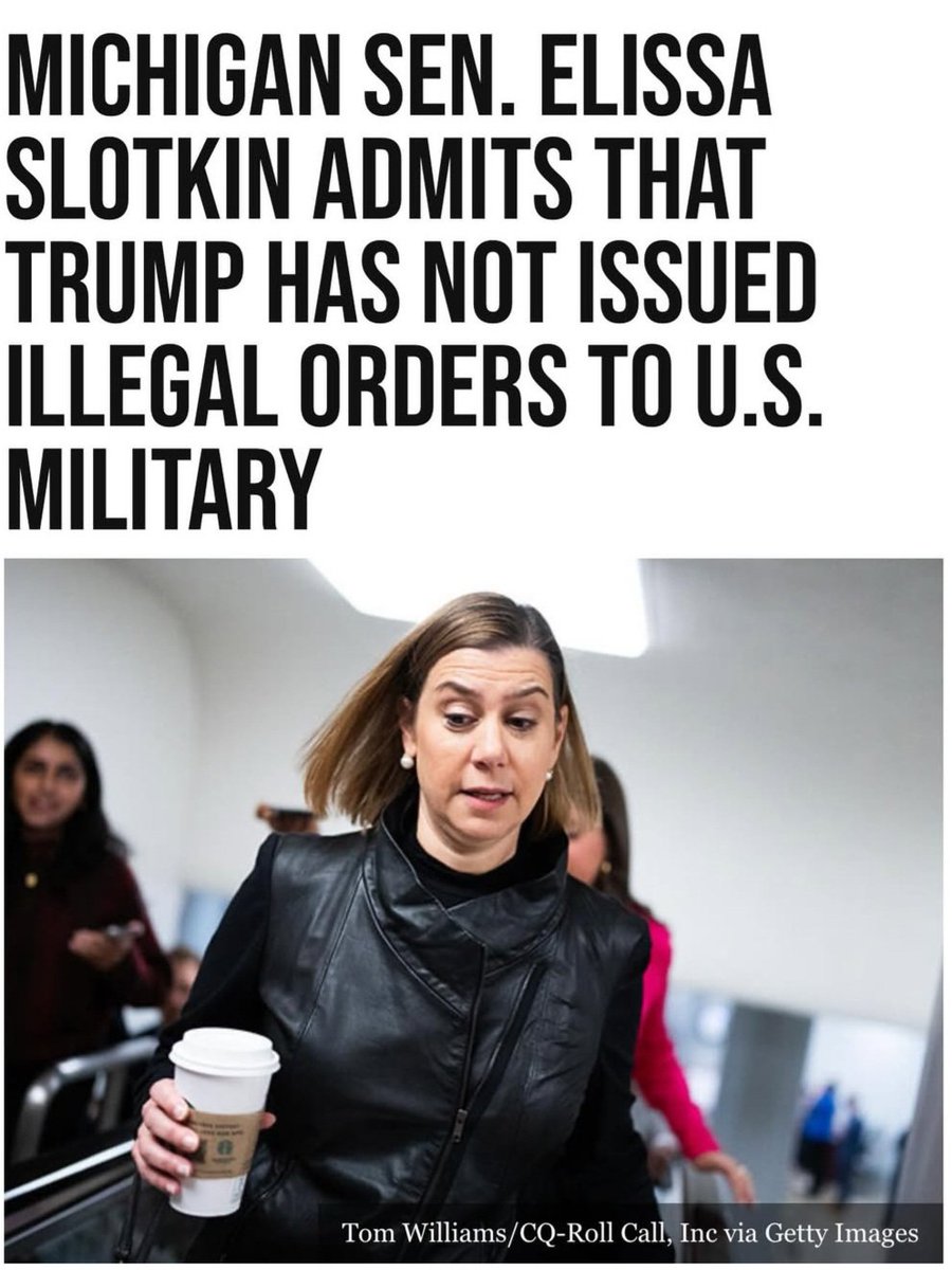 MarkUltramaga's tweet image. NEW: Democrat Sen. Elissa Slotkin, one of the six lawmakers who posted a video last week telling U.S. troops to “refuse illegal orders” from President Trump, just went on ABC and admitted:
“To my knowledge, I am not aware of things that are illegal.”
So… they made a dramatic…