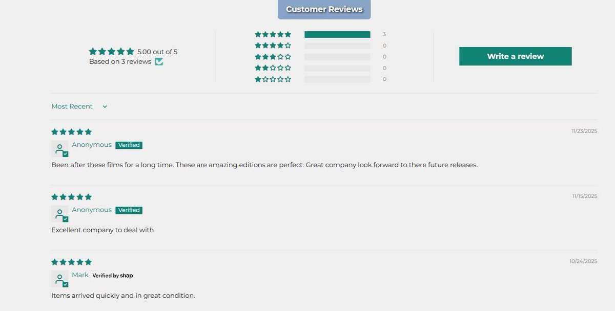 LastSlateVideo's tweet image. Collectors are calling our releases “amazing editions” and “perfect” — and we couldn’t be prouder.
Join the growing wave of 5-star reviews. New titles live now 
#BlurayCollectors#PhysicalMediaForever#CollectorsEdition#BoutiqueBluray#FilmCollectors @hmvtweets