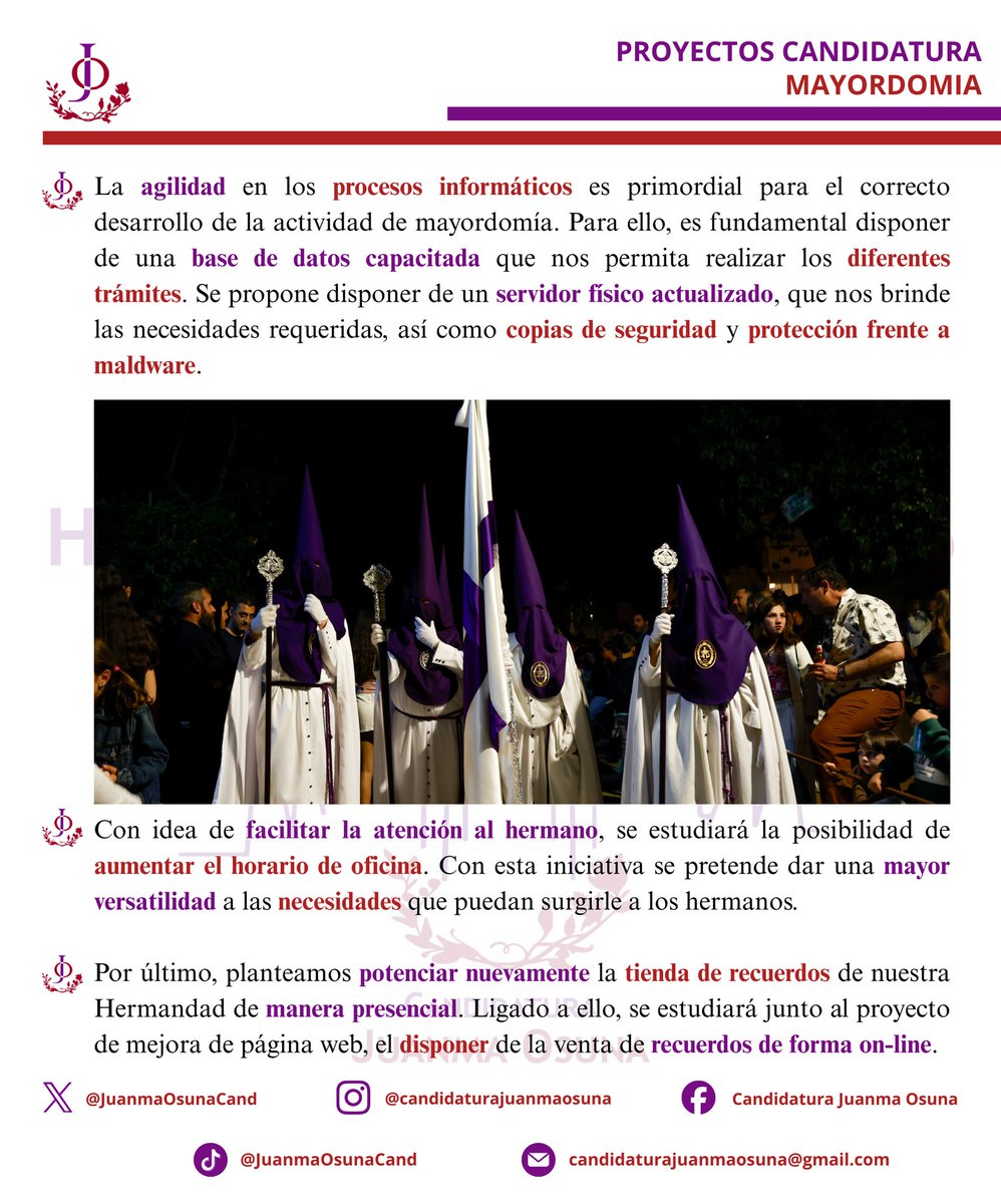 JuanmaOsunaCand's tweet photo. 🟣 𝐏𝐑𝐎𝐘𝐄𝐂𝐓𝐎𝐒 𝐃𝐄 𝐂𝐀𝐍𝐃𝐈𝐃𝐀𝐓𝐔𝐑𝐀

ℹ️ El patrimonio de nuestra Hermandad es fruto del esfuerzo y la dedicación de quienes nos antecedieron.

🗃️ Realizar un inventario y catalogación digital de los bienes de nuestra Hermandad.

#HermandadUnidaBarrioVivo https://t.co/FhT24iWD4D