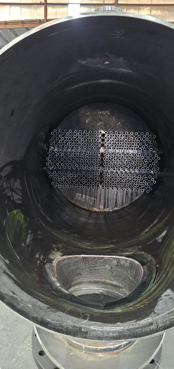GaswaAl's tweet photo. 22 Nov 2025: Tube bundle insertion for Shell &amp; Tube Heat Exchanger — ASME Sec. VIII Div.1 | U-Stamp | NB Registration
Scope: Mechanical design, fabrication, testing and supply. https://t.co/88ODW0eTno