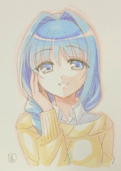 1202日目のアナログイラストはKanonの水瀬秋子さんです。アニメ版のこの衣装が好きです〜。