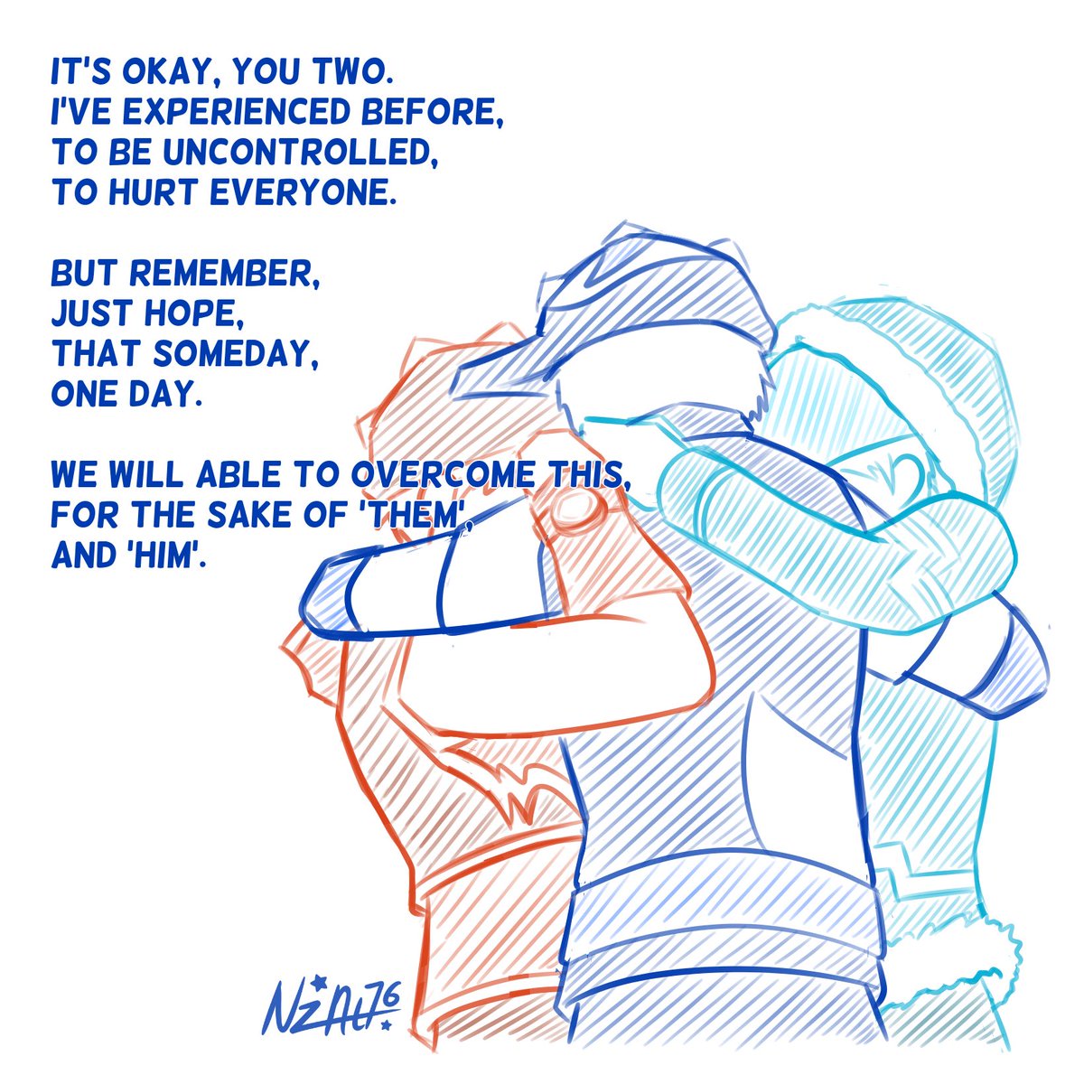 Nz_At76's tweet photo. TRAUMATIZED 3RD TIER TRIO (Actually I would call them Berserk Trio but eh, doesn’t fit here)

This sketch actually have come with a comic. A comic consist of 2 angsts. But it’s still in process. So, stay tune for the comic

#BoBoiBoy #BoBoiBoyFanart https://t.co/WHztTqaafV