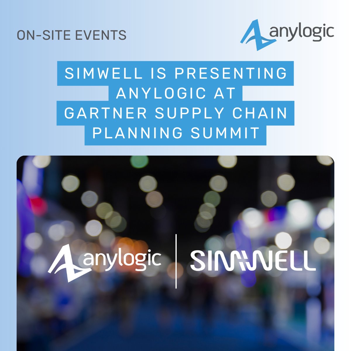 AnyLogicCo's tweet image. We’re excited to highlight our partner SimWell, who will be on-site at Gartner Supply Chain Planning Summit 2025. Book a meeting with SimWell to talk all about simulation and AnyLogic’s full suite of tools simwell.io/en/lets-talk?h…