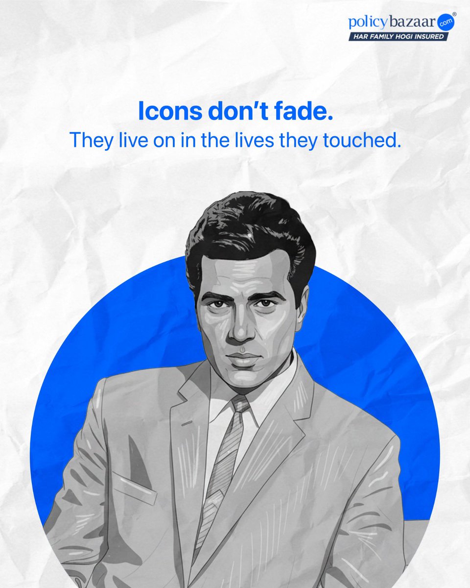 policybazaar's tweet image. Beyond the characters he played, Dharmendra Ji embodied humility, courage, and the heart of Indian cinema. Today, we honour a legend who  shaped decades of storytelling and emotion. May his light continue to inspire.​

#PolicyBazaar #HeMan