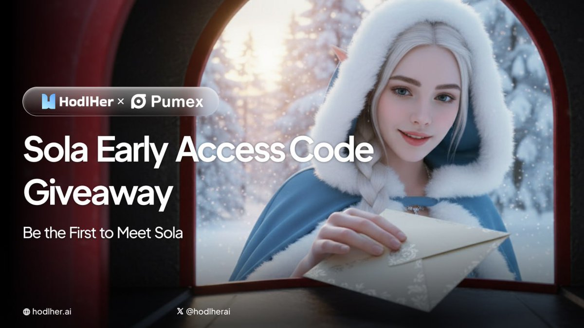 Pumex × <a href="/hodlherai/">HodlHer</a>: Sola Early Access giveaway (10 codes)

Meet Sola, your 24/7 AI girlfriend who knows your heart and chart 

We’re giving 10 Sola Early Access Codes to the Pumex clan.

How to enter:
- Like &amp; RT this tweet
- Follow <a href="/PumexFi/">Pumex</a> + <a href="/hodlherai/">HodlHer</a>
- Tag a friend or comment