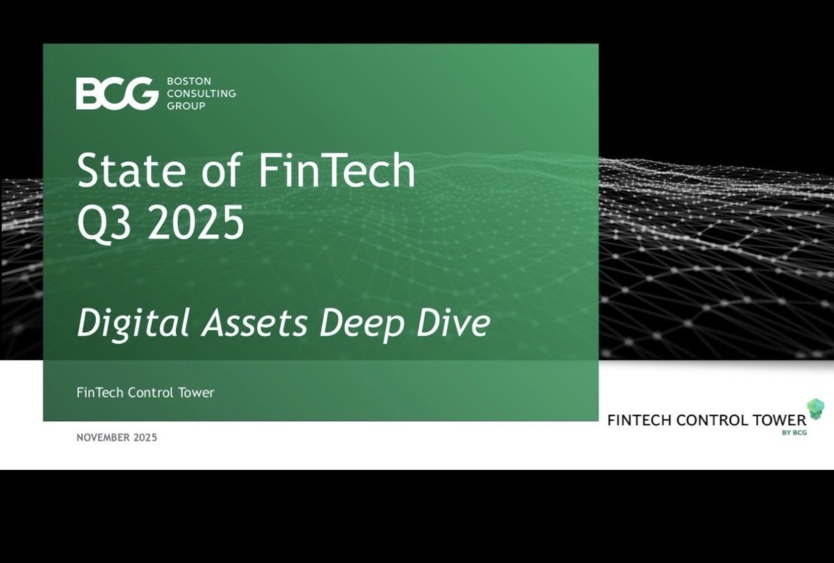 nafisalam's tweet image. State of #FinTech Q3 2025- #DigitalAssets Deep Dive-@BCG 

#Fintech #cryptocurrency #Payment #DigitalPayments #stablecoin #investment #regulation #regtech #wealthtech #paytech #Digitalbanking 

@Damien_CABADI @bamitav @mikeflache @Nicochan33 @jasuja 

bcg.com/industries/fin…