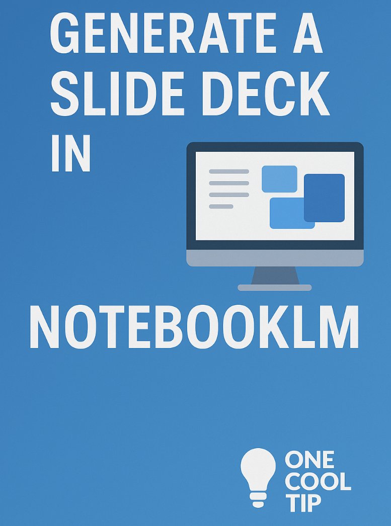 OneCoolTip's tweet image. 🛑 Stop Summarizing Reports Manually!

onecooltip.com/2025/11/transf…

NotebookLM instantly generates a structured, shareable PDF presentation outline from your research notes. Perfect for review and team alignment.

#NotebookLM #AI  @Google @sundarpichai  @GoogleAI