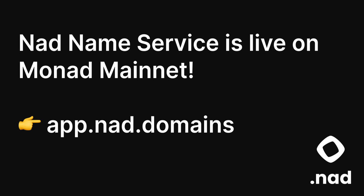 NadDomains's tweet image. We are live on Monad Mainnet!!

Official link: app.nad.domains

Mint your name now and participate in the NAD campaign.

Each .nad domain you hold is a ticket to █ ████ ██ ███████ $NAD

The more domains you own, the more █ ████ $NAD ██