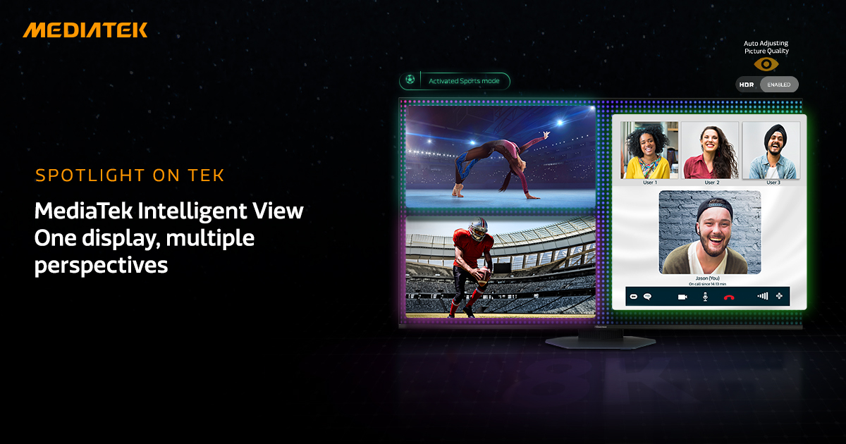 MediaTek's tweet image. One display, multiple perspectives. 👀✨

MediaTek Intelligent View, enabled by the #MediaTekPentonic2000, delivers sharp multi-view experiences with dynamic picture quality in every screen—perfect for streaming, sharing, or conferencing.

#SpotlightOnTek #IntelligentView