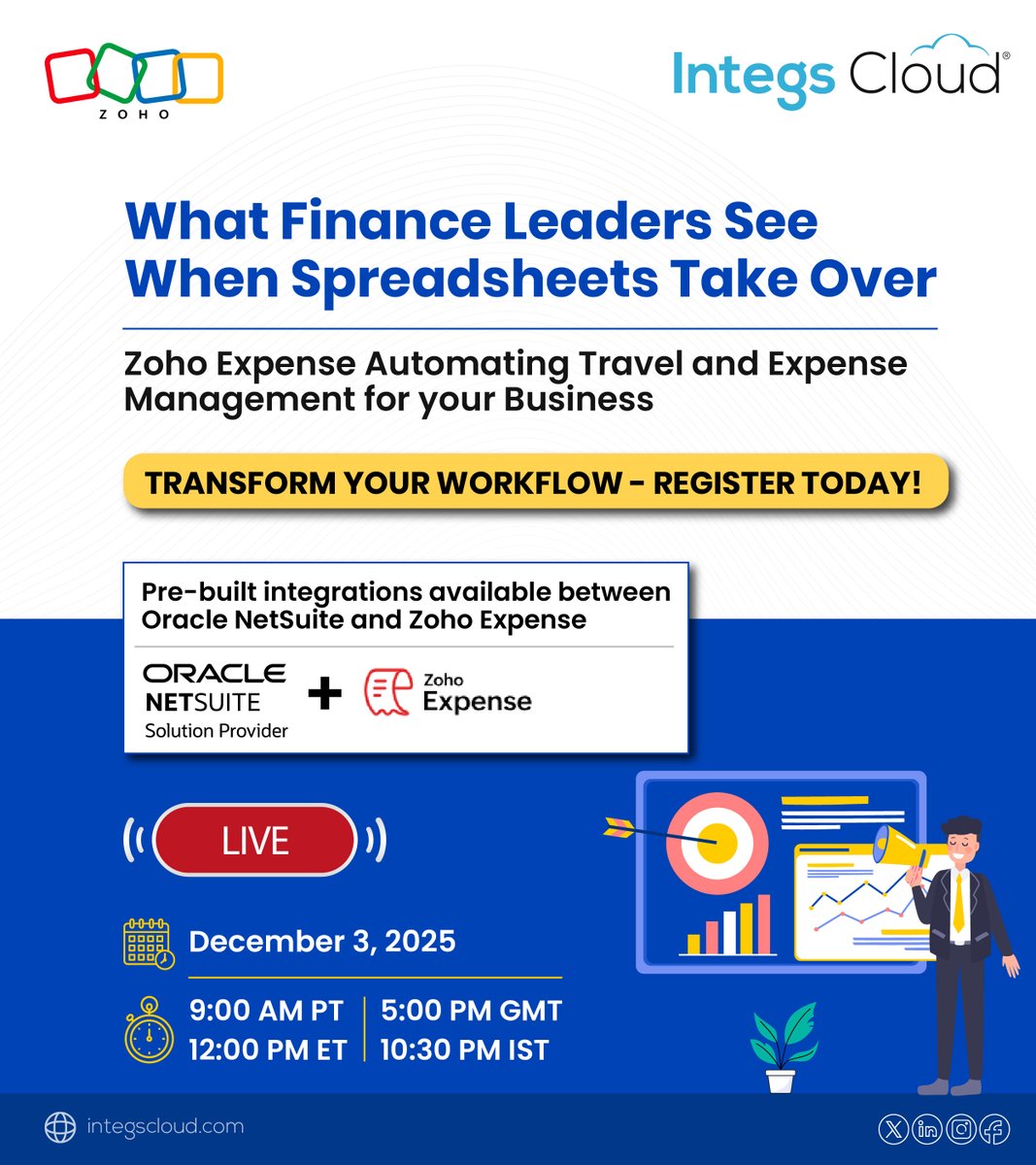 IntegsCloud's tweet image. 💼Receipts piling up?
🕒Reports delayed?
🔄Reconciliation dragging?
📚Closing the books a race?
Join our @ZohoExpense Webinar on Dec 3 &amp;amp; see how automation transforms T&amp;amp;E workflows!

🔗survey.zohopublic.in/zs/XVL42O

#ZohoExpense #ExpenseManagement  #FinanceTech #Webinar #LiveWebinar