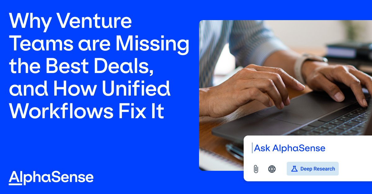 AlphaSenseInc's tweet image. Corporate venture teams face a volume problem and a conviction problem, and both reduce your ability to win strategic deals.

You can fix this with unified workflows that cut weeks of diligence down to hours and keep every stakeholder aligned from Day 1️⃣.

Read the full breakdown…
