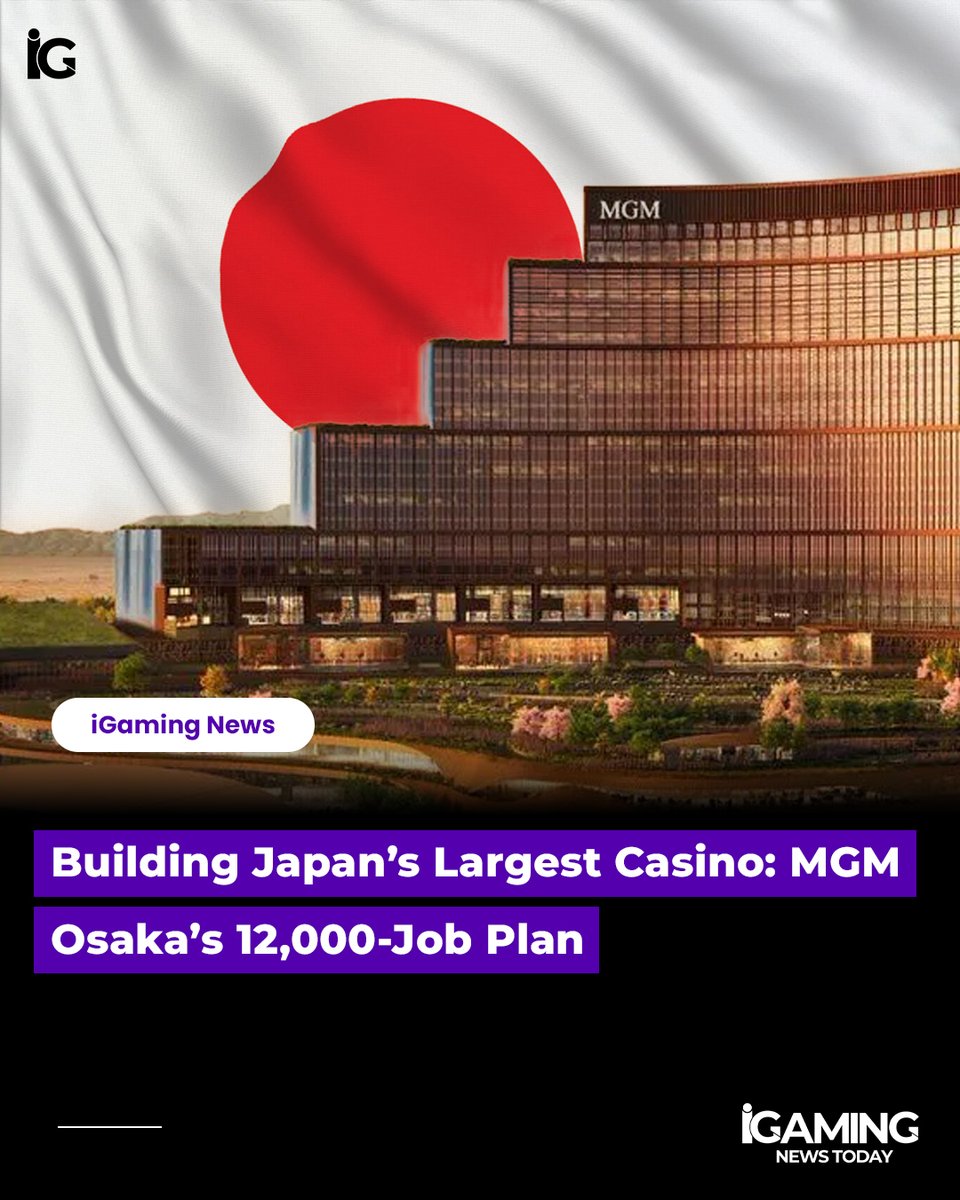 iGNewstoday's tweet image. MGM Osaka plans to hire 12,000 staff as its $12B integrated resort rises in Osaka. Opening in 2030, it aims to attract 20M visitors annually. 

#iGamingNews #MGMOsaka #CasinoDevelopment