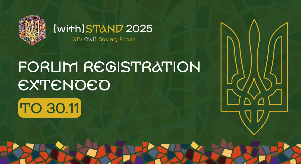 📢 At your numerous requests, the registration for the XIV Civil Society Forum has been extended until November 30! We look forward to seeing you at the Forum, where the strength of Ukrainian civil society is shaped. More: ednn.link/EsteYK