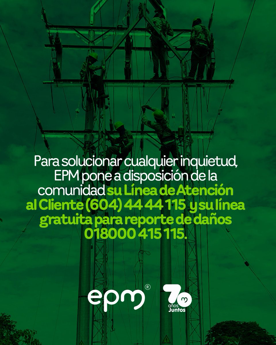 EPMestamosahi's tweet photo. ⚠️⚡️ Este sábado 29 de noviembre se realizarán #InterrupcionesProgramadas del servicio de #EnergíaEPM para realizar trabajos de mantenimiento en subestaciones y en las redes de subtransmisión, en las siguientes localidades antioqueñas, con el propósito de seguir prestando un servicio con calidad.
Conoce los sectores y horarios. 👇