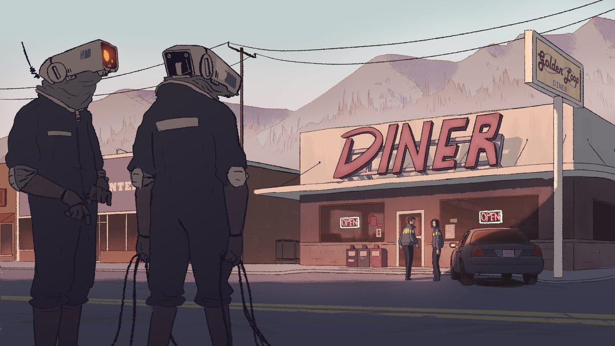 Pyroee_'s tweet image. Alex and Lang arrive in what looks like an ordinary small town in Washington state, except maybe it isn’t as ordinary as it seems..

Another art for my project Electric Enigma! I&apos;m no BG artist, so this was the perfect excuse to practice!
#conceptart #visdev #visualdevelopment