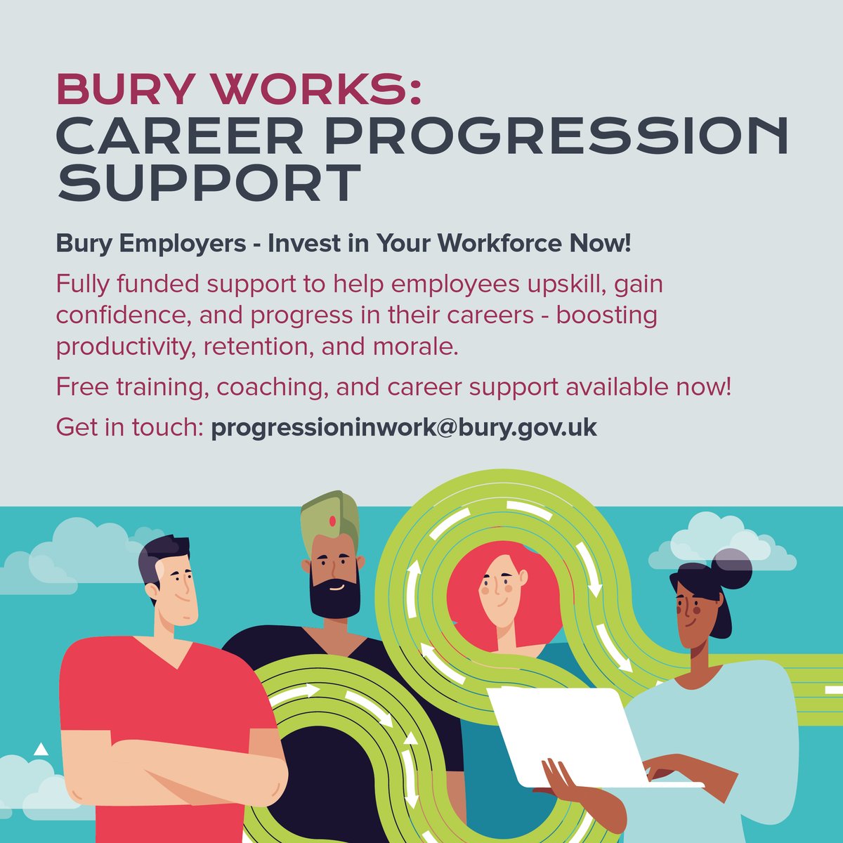 burymeansbiz's tweet image. 🚀 Boost your business &amp;amp; empower your team!

🔹 Training &amp;amp; qualifications
🔹 Coaching
🔹 Sector specific advice

Why it matters: ✅ Increase productivity ✅ Improve retention ✅ Cut recruitment costs

📩 progressioninwork@bury.gov.uk

#BuryBusiness #CareerSupport #FreeTraining