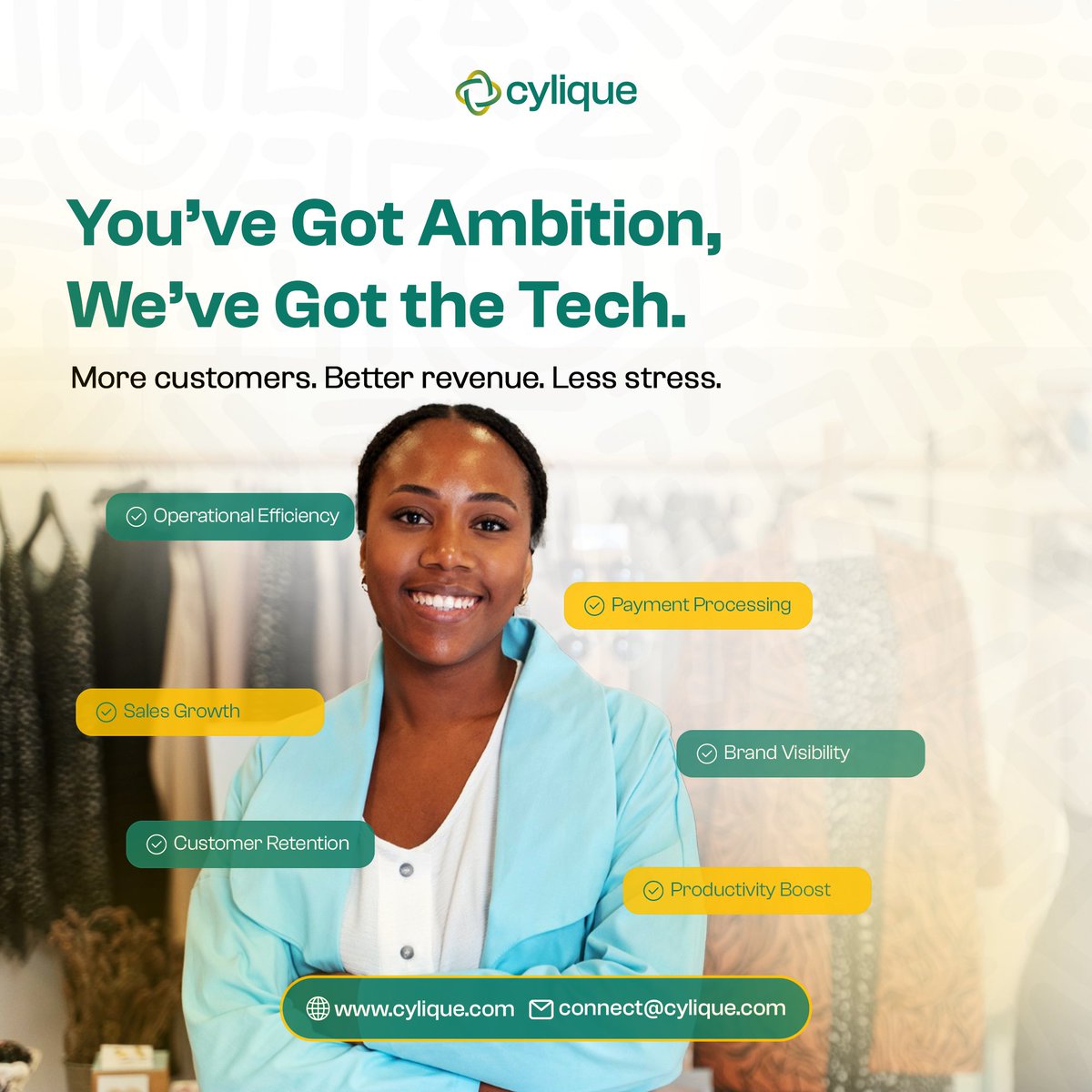OfficialCylique's tweet image. You are building something meaningful, and that ambition deserves the right digital backbone. 

Turn your ambition into measurable progress. Visit cylique.com today and let’s scale your business with confidence.

#BusinessGrowth #SmartOperations #Cylique