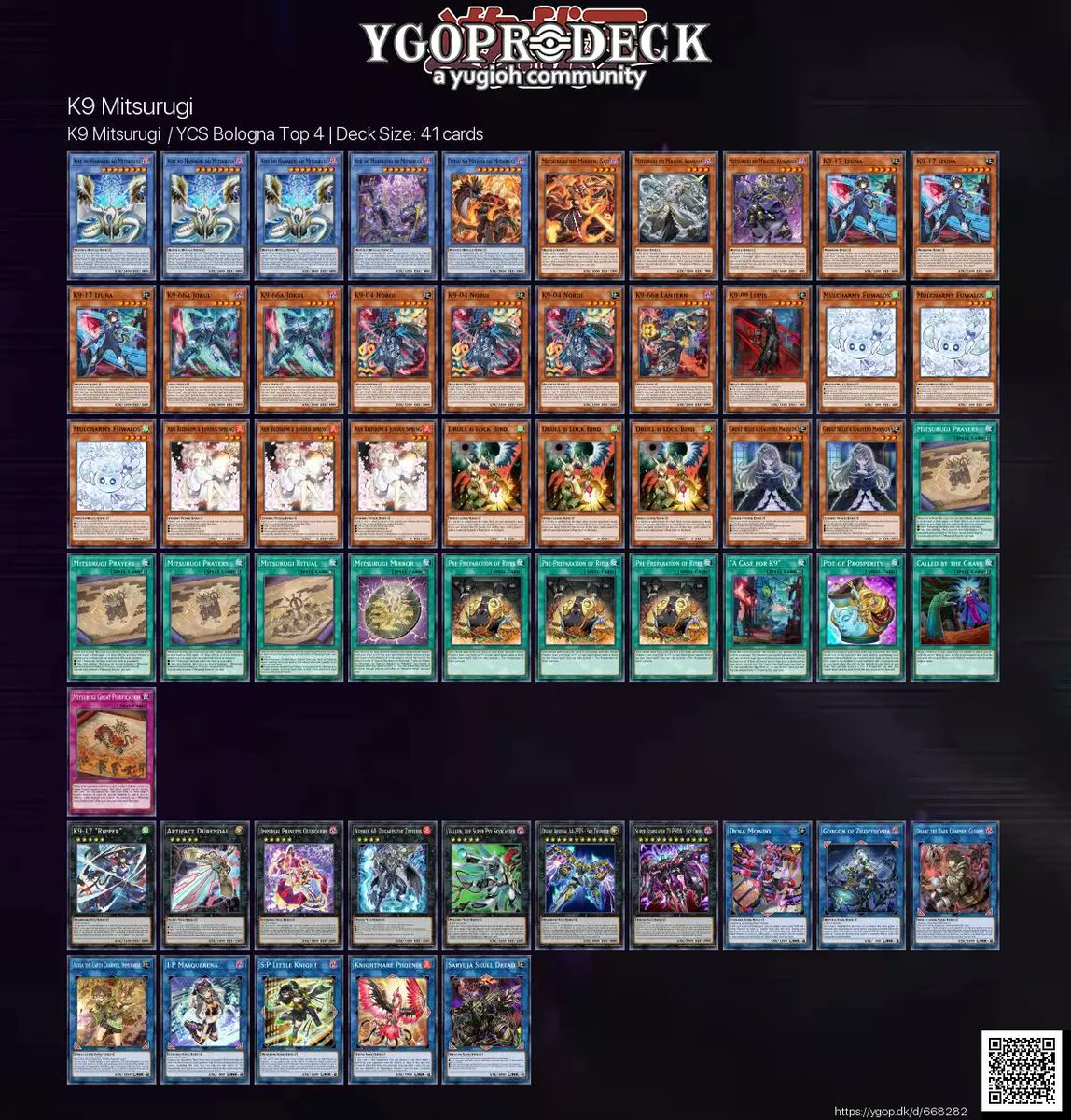 K9 Mitsurugi  / YCS Bologna Top 4 🏆

✅ ygop.dk/d/668282

#yugioh #yugiohtcg