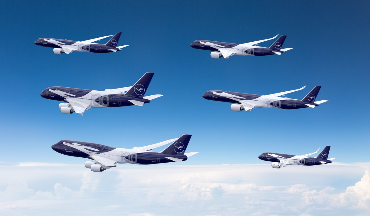 Why paint one aircraft, when you can paint six? Lufthansa says its special 100th anniversary fleet will expand to 6 aircraft, including an Airbus A380, A350-1000, A350-900, &amp; A320, and a Boeing 747-8. All special liveries are scheduled to be finished by fall 2026.