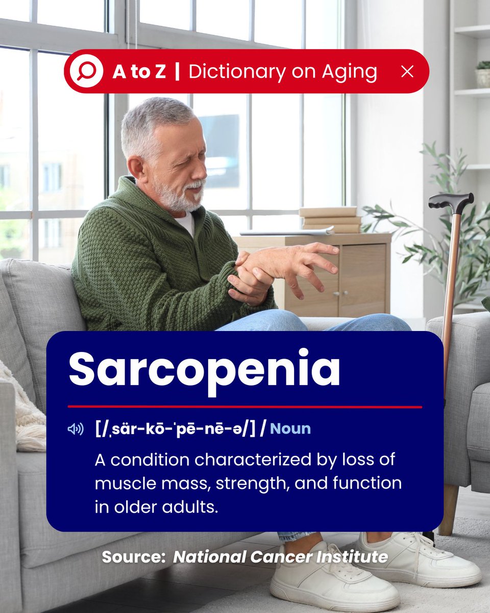 #AtoZ | S is for #Sarcopenia!💪
Sarcopenia is the age-related loss of #muscle mass and strength that affects adults as they grow older. It can impact mobility, balance, independence, and overall quality of life.