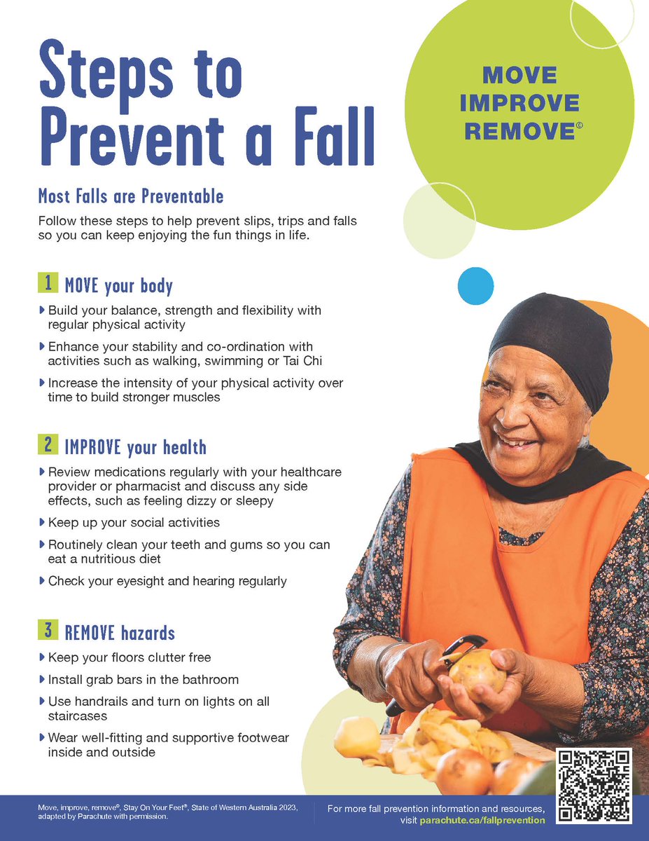 NorthHealthMB's tweet photo. Most falls are preventable. Follow these steps to help prevent slips, trips and falls so you can continue to enjoy the fun things in life. Move, Improve, Remove https://t.co/VRhcvjSPae