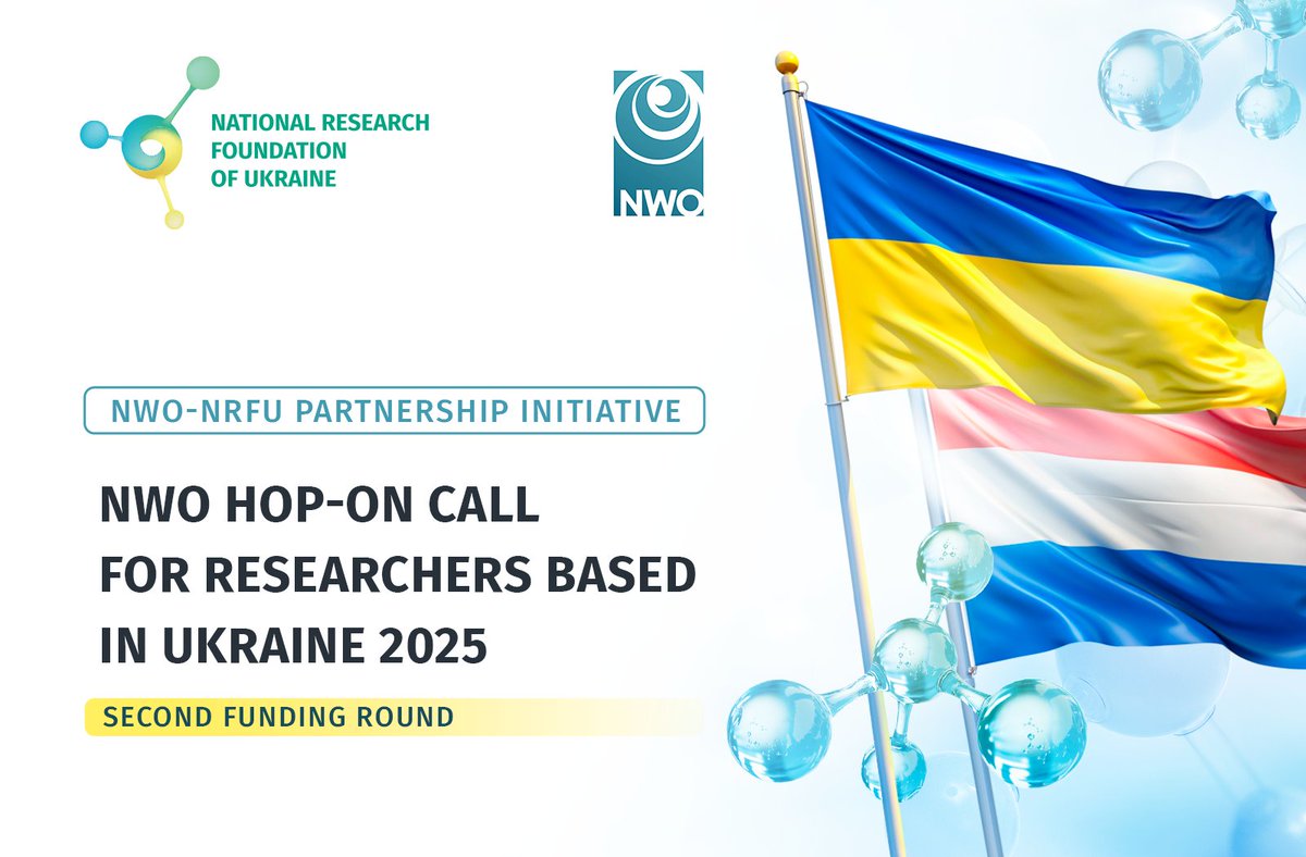🇺🇦🇳🇱 The NRFU and NWO are launching the second round of the “NWO Hop-On Call for Researchers Based in Ukraine 2025: NWO–NRFU Partnership Initiative”

📣Start: 20 Jan 2026
📝 Terms and conditions: cutt.ly/Vtrz8xD4