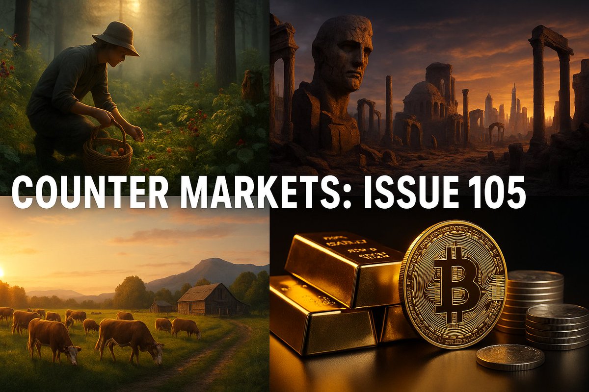 CounterMarkets's tweet image. Issue 105 Out Now! 
- Foraging Returns as a Pathway to Freedom 
- Betting on the End of an Empire 
- How to WIN the Battle for Beef and Beat Back High Prices by Buying Directly from Local Farmers 
- Monthly Bitcoin, Silver &amp;amp; Gold Reports
SUBSCRIBE! countermarkets.com/newsletter/