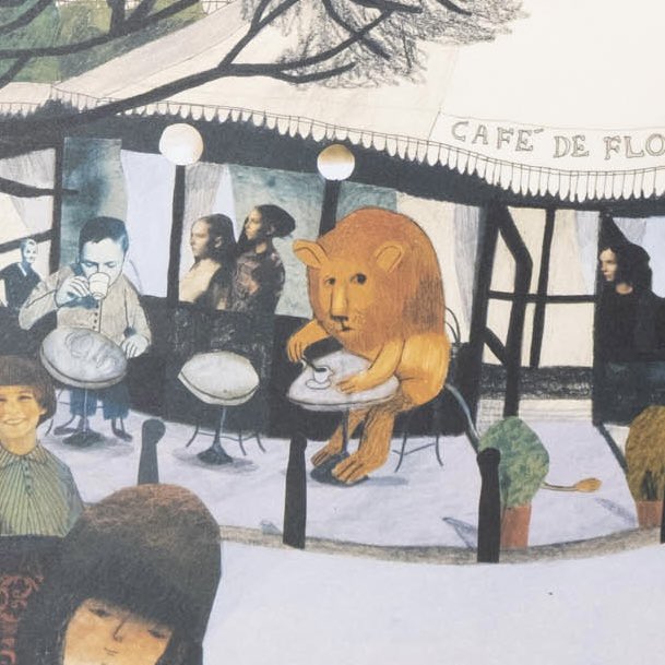 iskusstvo_shop's tweet image. カフェでそわそわしているライオンです。