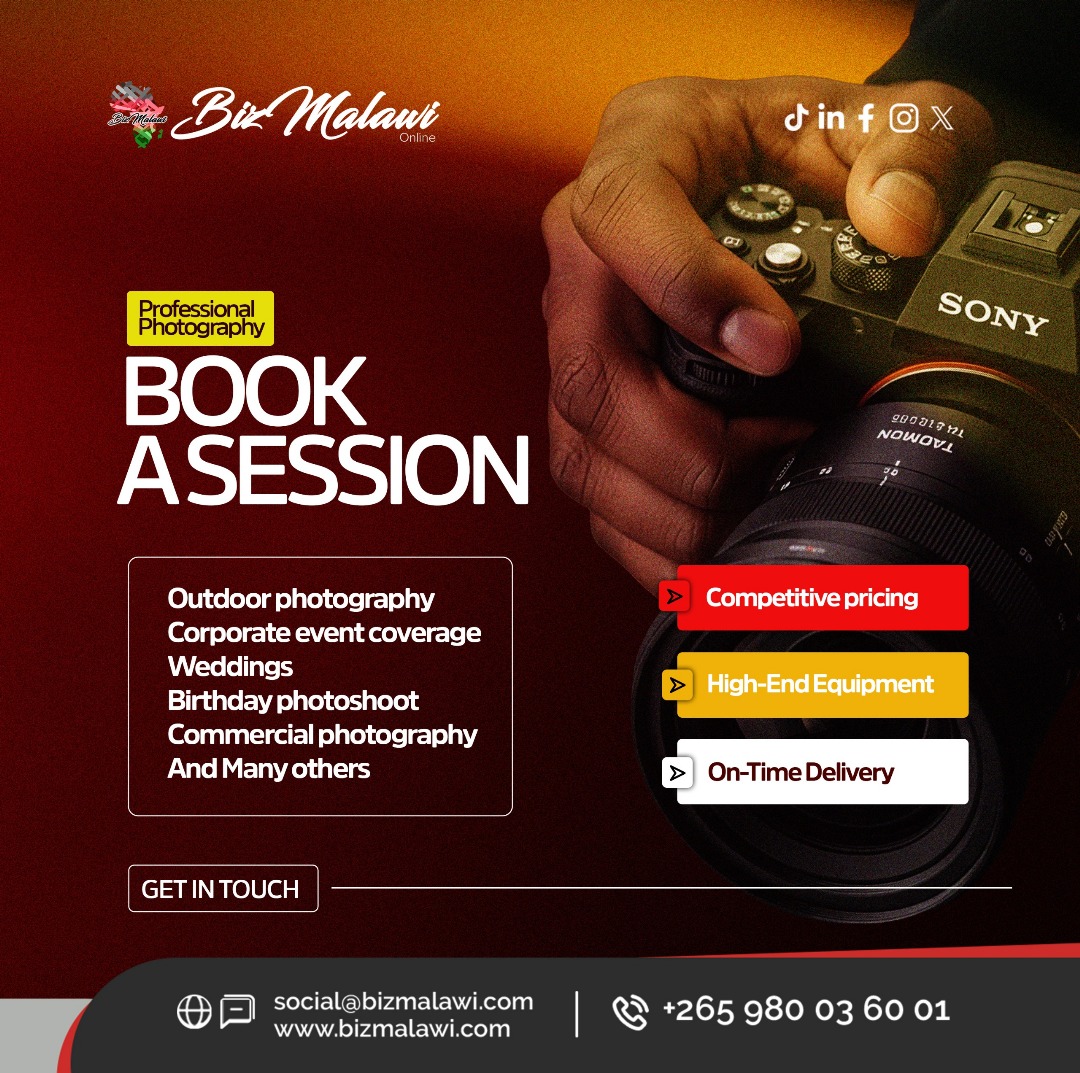Bizmalawi's tweet image. Capture life&apos;s best moments with BizMalawi!
From weddings to corporate events, we transform fleeting moments into timeless art using high-end equipment.
With competitive pricing and on-time delivery
More info: bizmalawi.com/listing/bizmal…