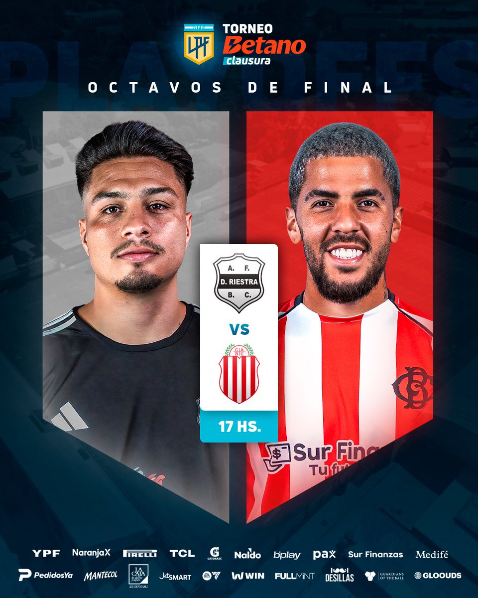 LigaAFA's tweet image. El Malevo y el Guapo se enfrentan por los #OctavosDeFinal del #TorneoBetano Clausura 2025 🏆

⚽️ @prensariestra 🆚 @barracascentral 
⏰ 17.00
🏟️ Estadio Guillermo Laza