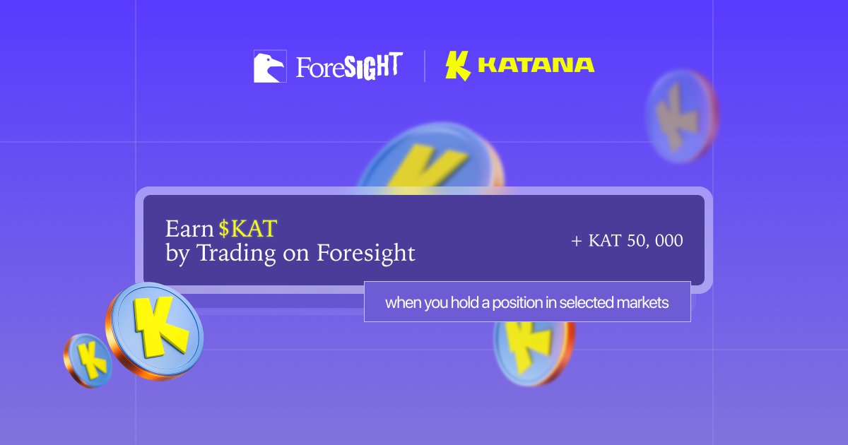 foresightnow's tweet photo. Foresight's focus has always been to harness the internet's collective intelligence through social mechanisms, designed to bridge the information and value gap around the world.

As part of the @katana ecosystem, Foresight traders can now earn $KAT tokens when they open a position in selected markets.
1/