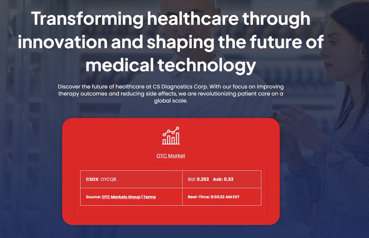 johnyacex's tweet image. $CSDX @CSDX_CSDCorp  For over a decade, CS Group has supplied healthcare specialists, practices, clinics, and ministries of health worldwide with innovative solutions. csdcorp.us/en/